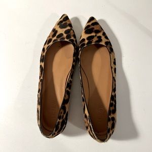 J.Crew Women's Brown Marina Leopard Calf Hair Pointy-toe Flats (8)